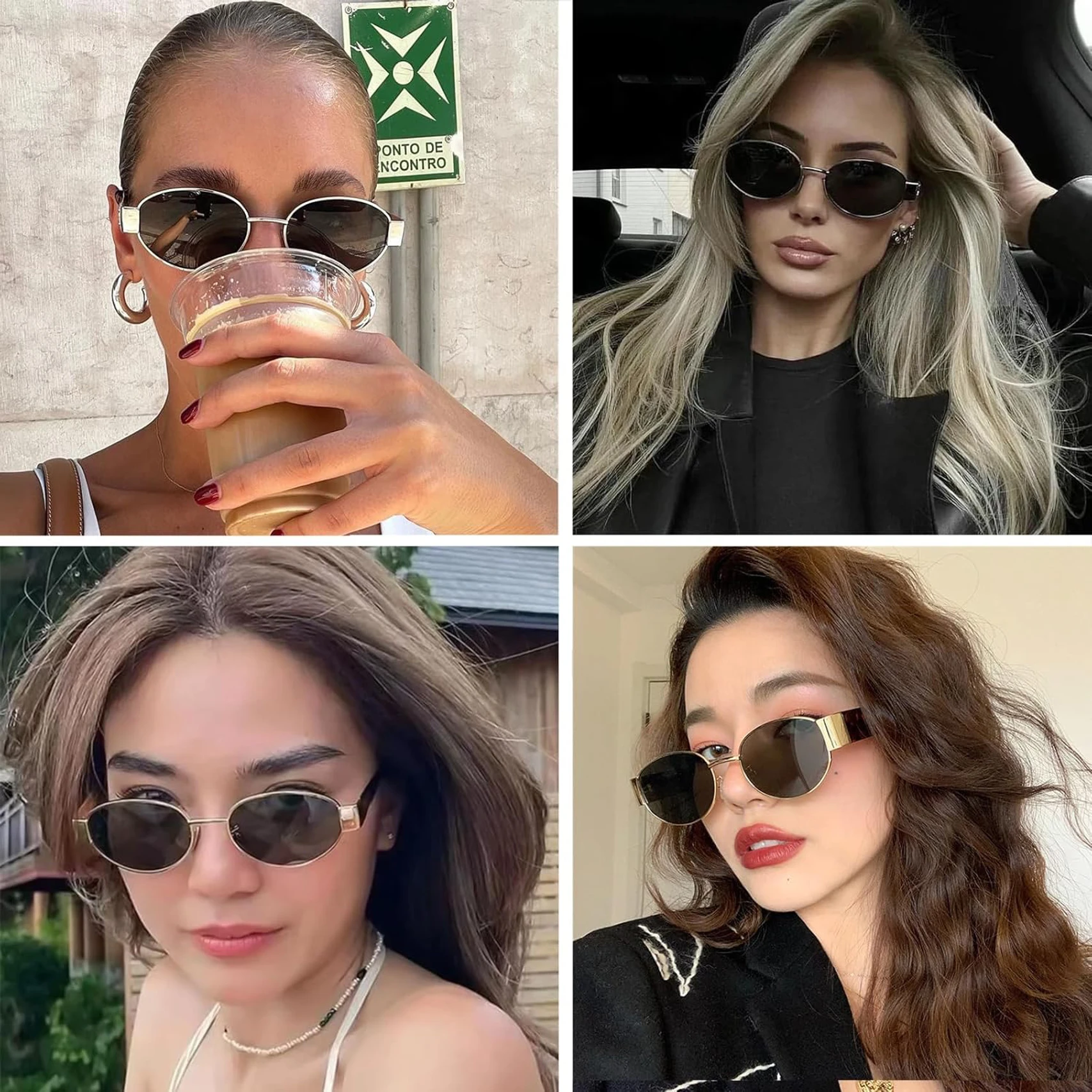 UV Protection Oval Sunglasses (Free Size) (For Women, Black)